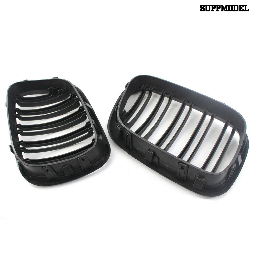 [SM Otomatis] 2Pcs Front Grille Double Line Kiri Kanan Matte Black Kidney Grill Panggangan 51138250052 51138250051 Untuk BMW X5 Series E53 99-03