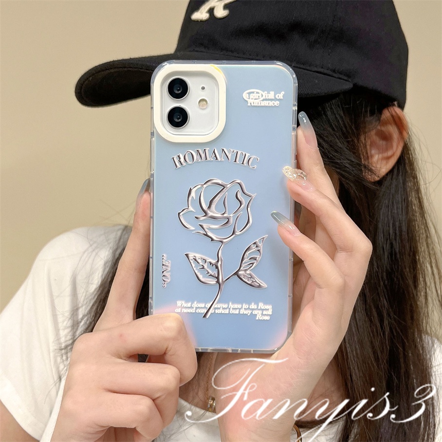 Compatible For IPhone 14 13 12 11 Pro Max X XR Xs Max 8 7 Plus SE 2020 Kompatibel Untuk Simple Sketch Roses IMD Laser Gradient Phone Case TPU Lembut Shockproof Cover Pelindung