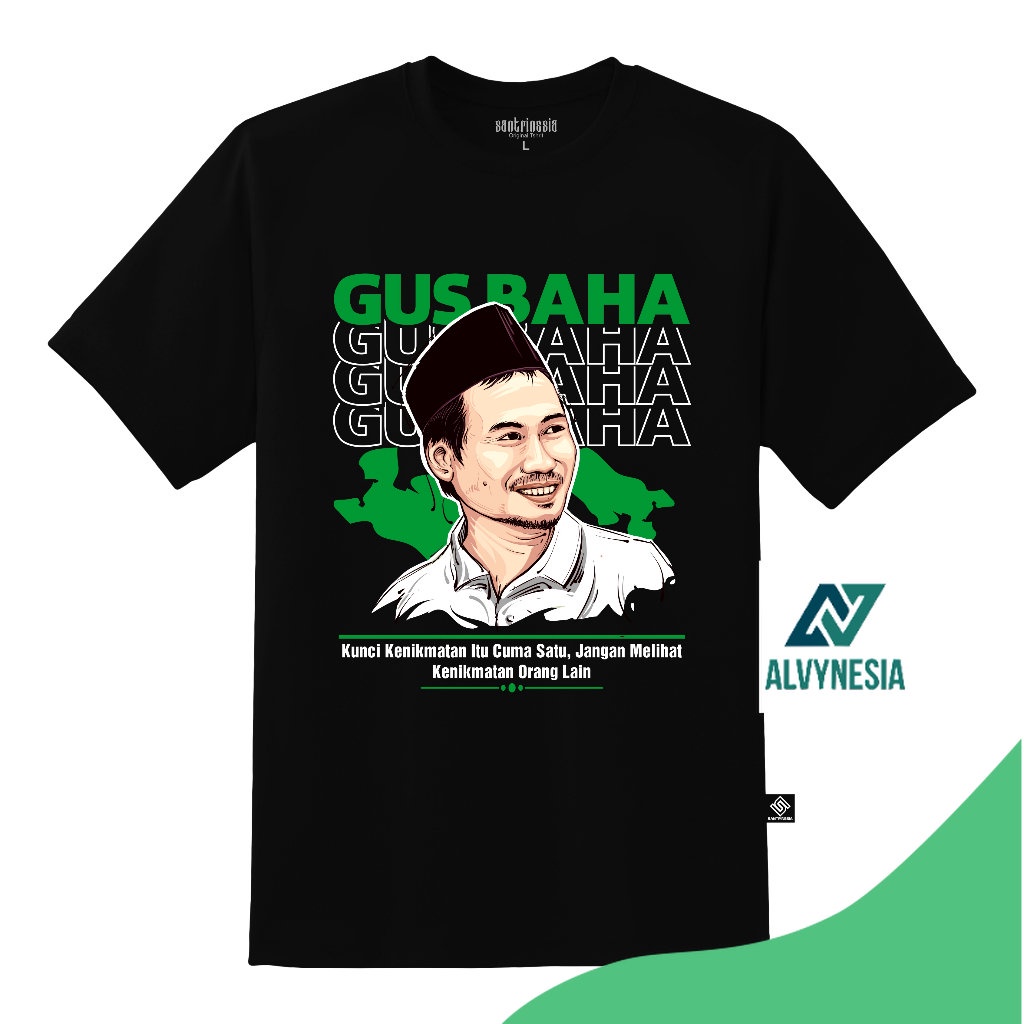 Santrinesia Kaos Gus Baha T-shirt Tshirt Santri Gus Bahauddin Ahmad Muhibbin