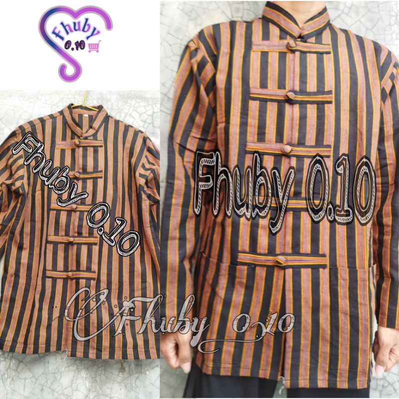 Lurik kebaya wanita Surjan Lurik Sanghai Koko / Baju Adat Jawa Model Shanghai