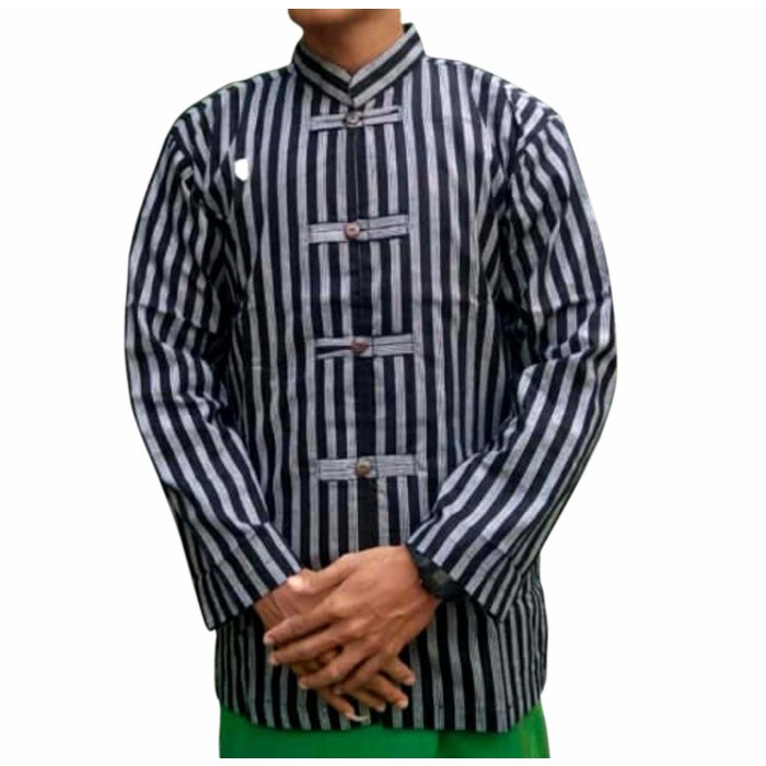 Lurik RWLSYO - TERMURAH Lurik katun motif baru - baju koko - baju jawa - baju lurik - surjan - Hitam