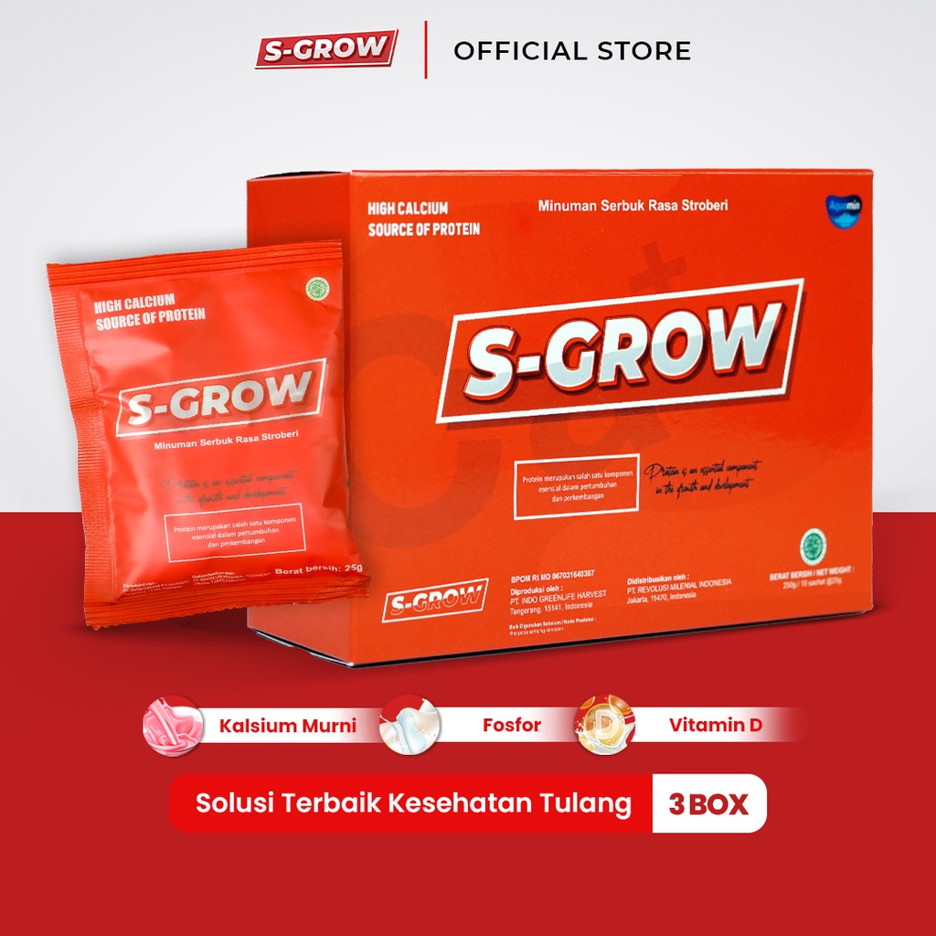 S-GROW 3 BOX - Peninggi Badan Terbaik Jaminan Asli [DISKON]