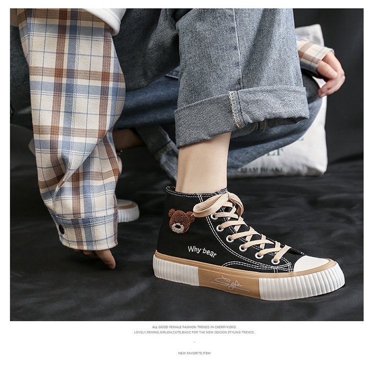 𝐄𝐁𝐒 ✅ COD SEP032 (Tanpa Kotak) Sepatu Sneakers Wanita Why Bear Kanvas Sporty Model Korea Fashion Casual Sport Olahraga Import COD