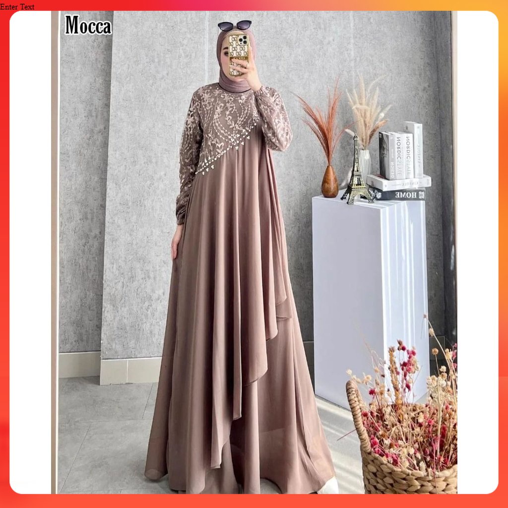 Mutiara Dress Gamis Maxy Brukat Premium Lily Maxi Muslim Wanita Pesta Kondangan Wedding Modern Kekin