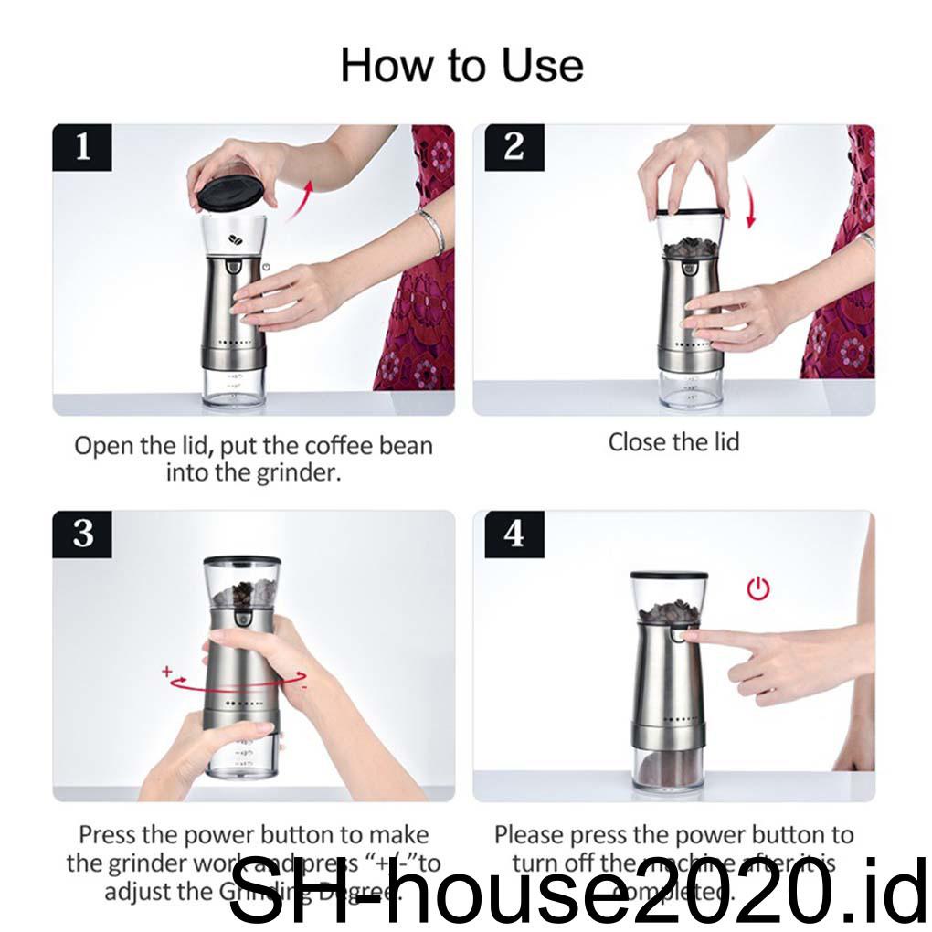 Coffee Grinder USB Elektrik Pepper Mill Portable Adjustable Bean Handheld Mesin Penggiling Kopi