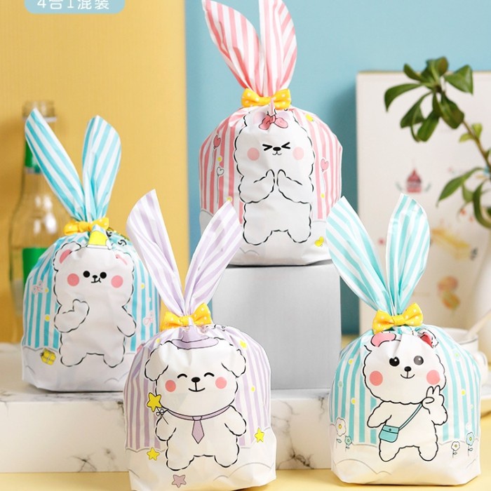 bunny ear plastic goodie bag 13x23cm / kantong bungkus cookies permen --