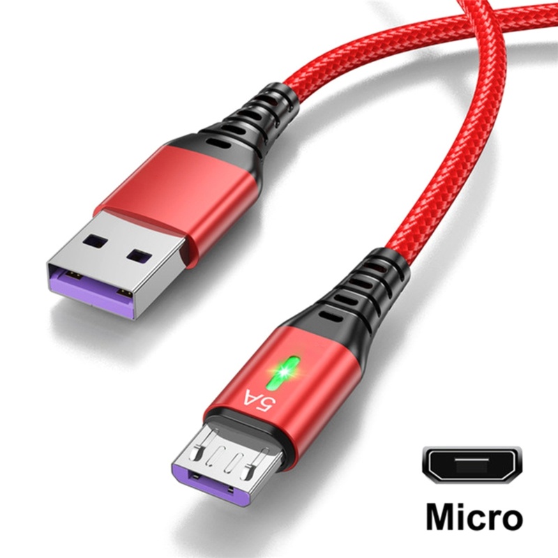 Zzz 5A Kabel Lampu Led USB Ke MicroUSB Fast Charging Data Cord Nylon Braided