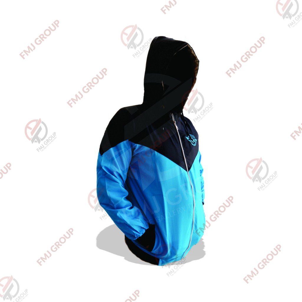 Jaket Windbreaker / Jaket Parasut / Jaket Hoodie INNOHONK Bahan Despo Premium Biru Tosca Kombinasi