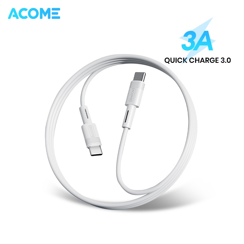 ACOME Kabel Data Type-C to USB-C / Type-C to Lightning / Data Cable PD 60W 3A Super Fast Charging iPhone / Macbook / Android (AD-C Series) Original - Garansi 1 Tahun