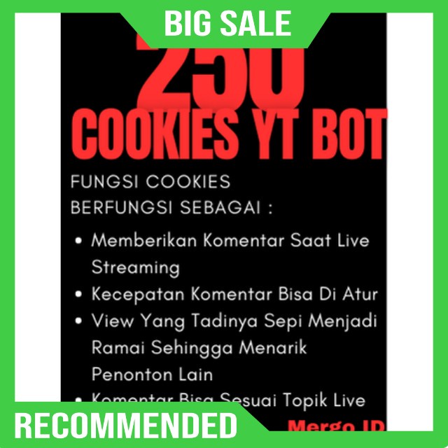 250 COOKIES BUAT YT BOT TERMURAH