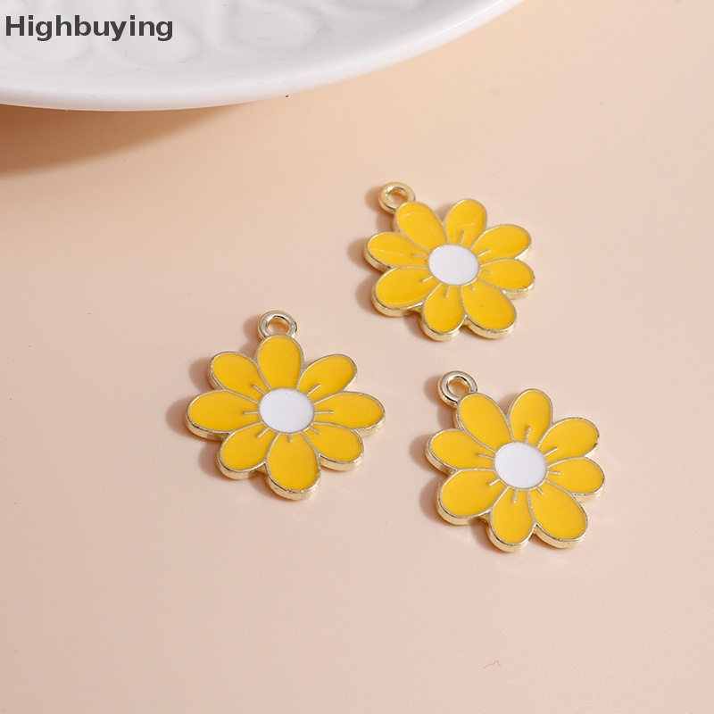 Hbid 10pcs Enamel Daisy Flower Ch Untuk Kalung Liontin Anting DIY Ch Glory