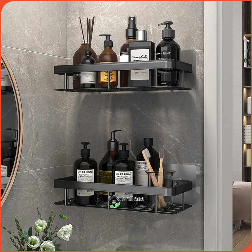 ADOREHOUSE Rak Gantung Kamar Mandi Organizer Rack Aluminium 2PCS - SHR241