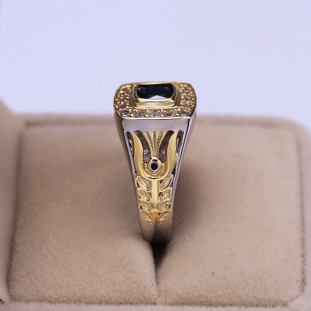 Safir Zirkon Kristal Perak Emas Baja Titanium Pria Punk Fashion Perhiasan Pernikahan Pertunangan Rings
