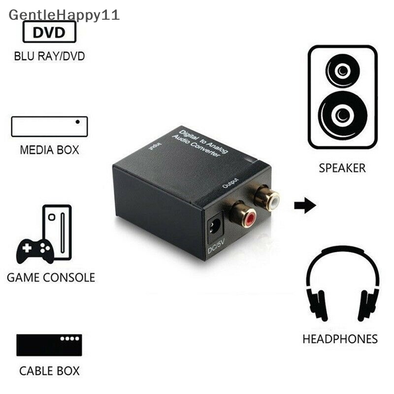 Gentlehappy Optical Toslink Digital to Ana Audio Converter Adapter RCA L/R id