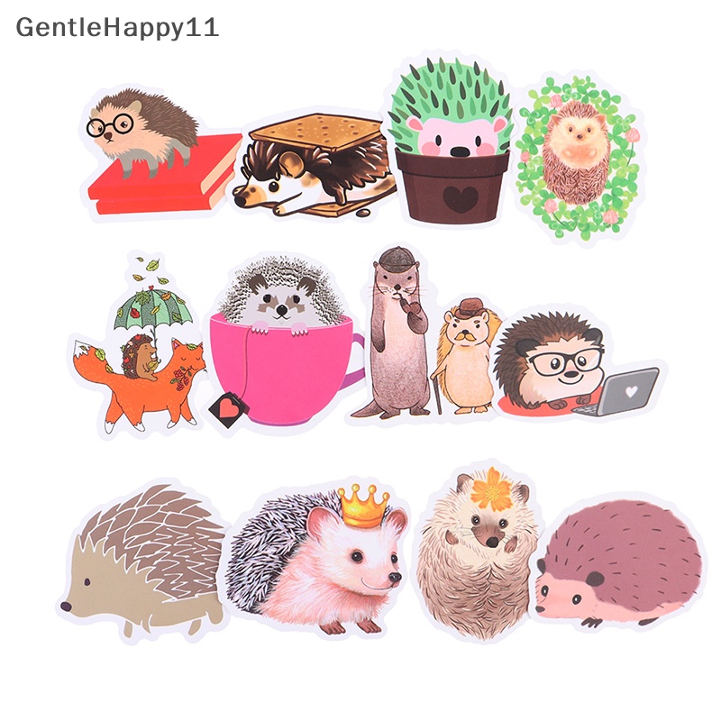 Gentlehappy 60Pcs Lucu Kartun Critter Landak Graffiti Stiker Tipis Tahan Air Stiker id