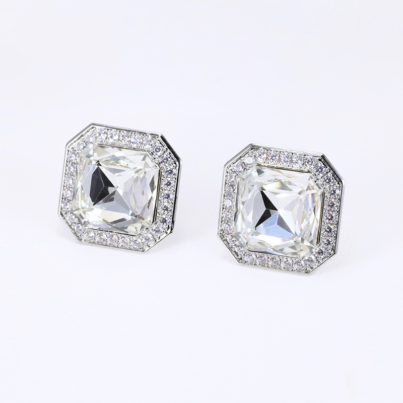 Goldkingdom Aksesoris Perhiasan Fashion Ready Stock Oversized Square Diamond Earrings Berlian Imitasi Anting Seksi.