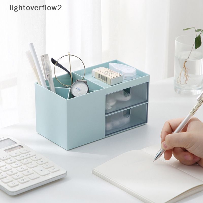 [lightoverflow2] Desktop Drawer Storage Box Novel Kapasitas Besar Desktop Aksesoris al Organizer Box Serba Serbi Kotak Penyimpanan Kosmetik [ID]