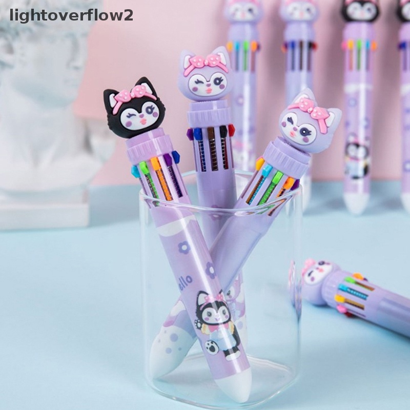 [lightoverflow2] Lucu Kartun Kuromi 10warna Ball Pen Kawaii 0.7Mm Multi Color Pen Siswa Wrig Alat Pena Anak Alat Tulis Hadiah [ID]