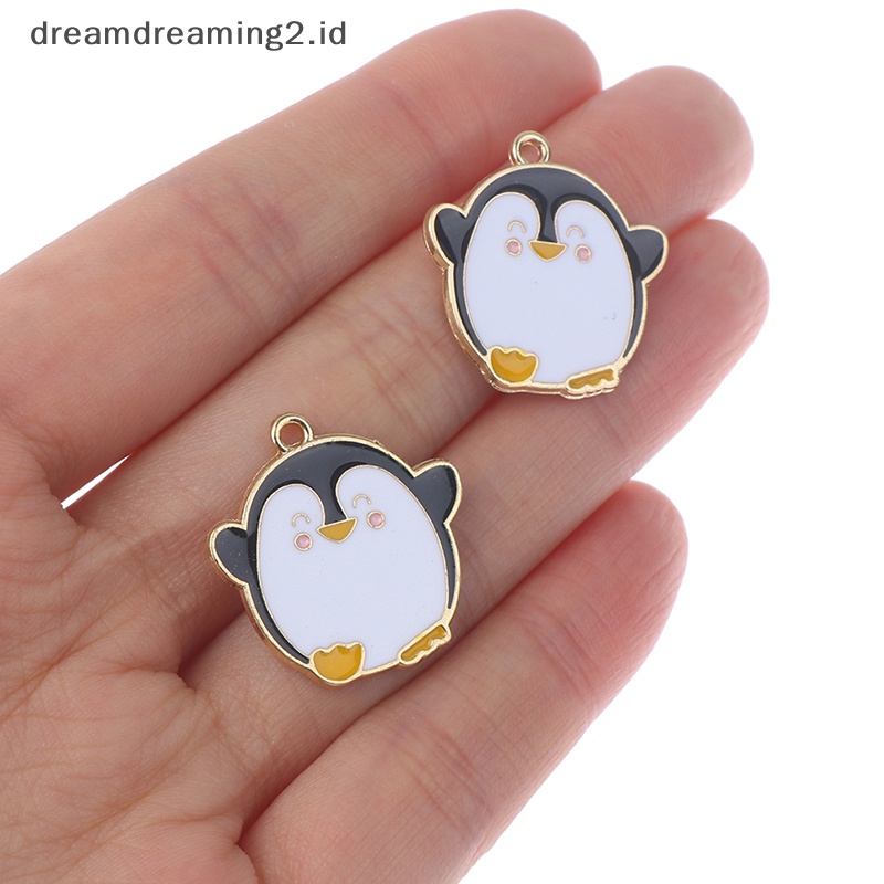 (drea) 10pcs/set charm enamel ch Pinguin Kartun Untuk Membuat Perhiasan Liontin//