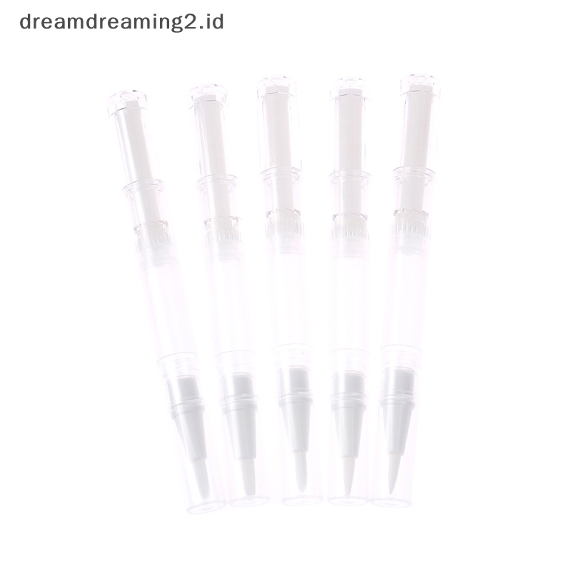 (drea) 5pcs 3ml Travel Pen Twist Kosong Dengan Kuas Wadah Kosmetik Minyak Kuku Lip Balm//