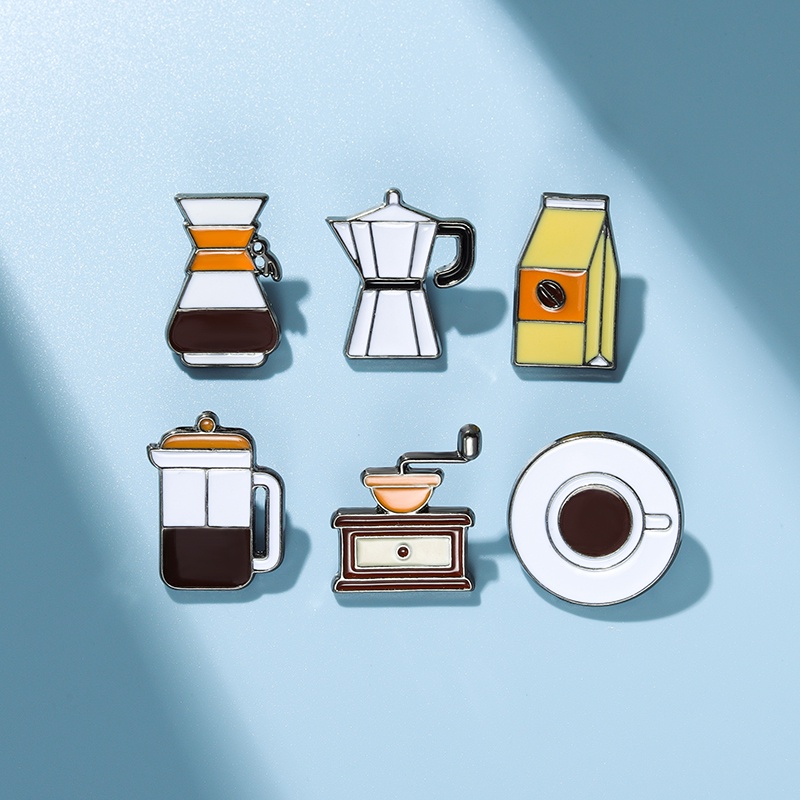 6gaya Alat Kopi Lencana Cangkir Kopi Lapel Pin Hadiah Untuk Teman Aksesoris Pakaian