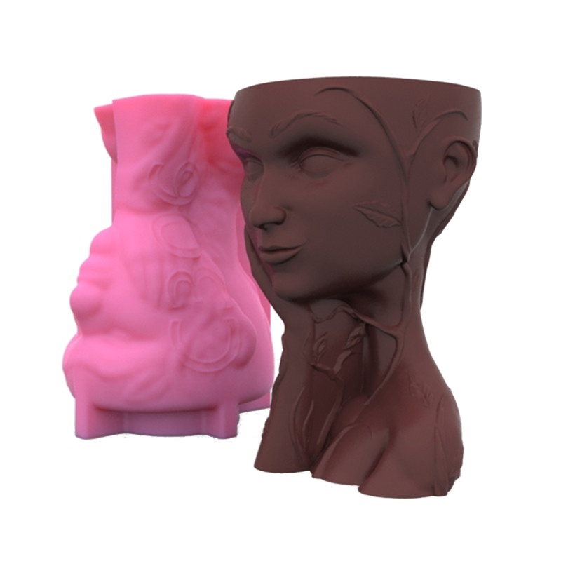 Siy Pot Bunga Cetakan Silikon Pipi Penyangga Thinker Mold Plester Craft Making Supply