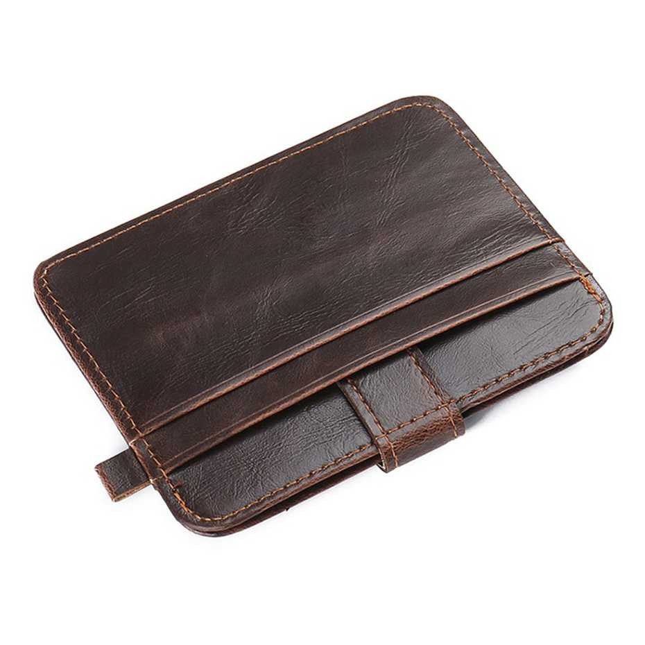 Dompet Kecil Card Holder Kulit dengan Hasp Ring Coklat Tua cocok untuk Kartu Praktis Simpel Travelling