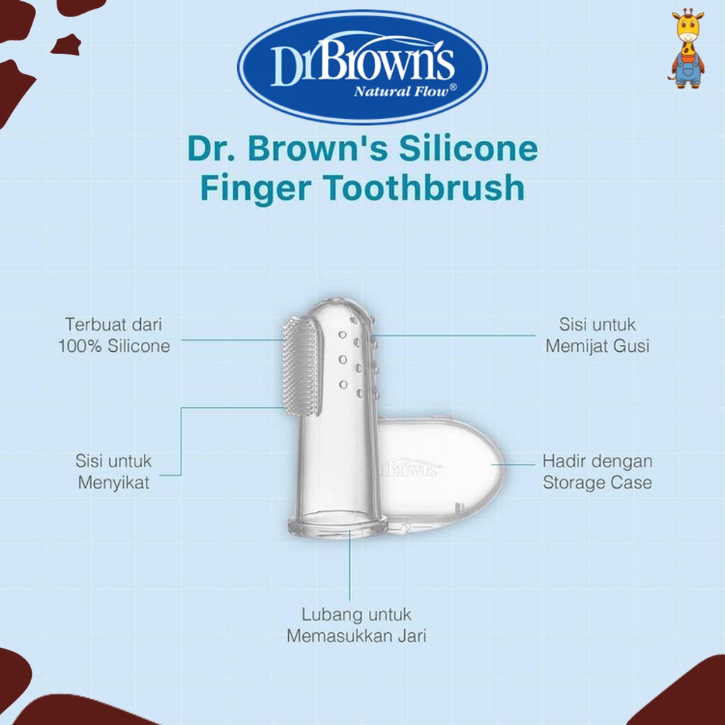 Dr. Brown's Silicone Finger Toothbrush with Case / Toothbrush Bayi / Sikat Gigi Bayi / Sikat Lidah Bayi - HG010