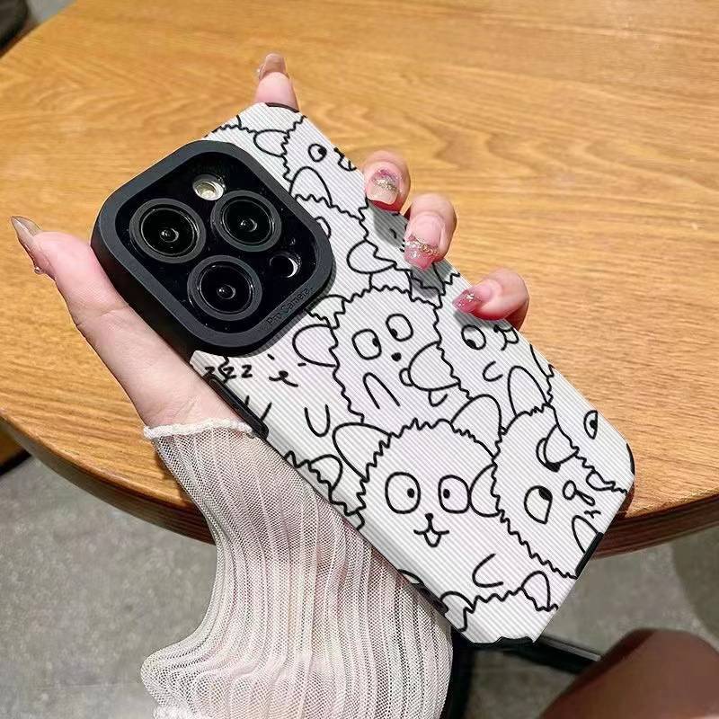 Kulit Imut Linear Domba Soft Case IPhone 6S  7plus 8 Plus X XS XR XS Max11 13 12 14 PRO Max 14 Plus 12 13 mINI SE Casing Hp Cewek Wanita Kartun