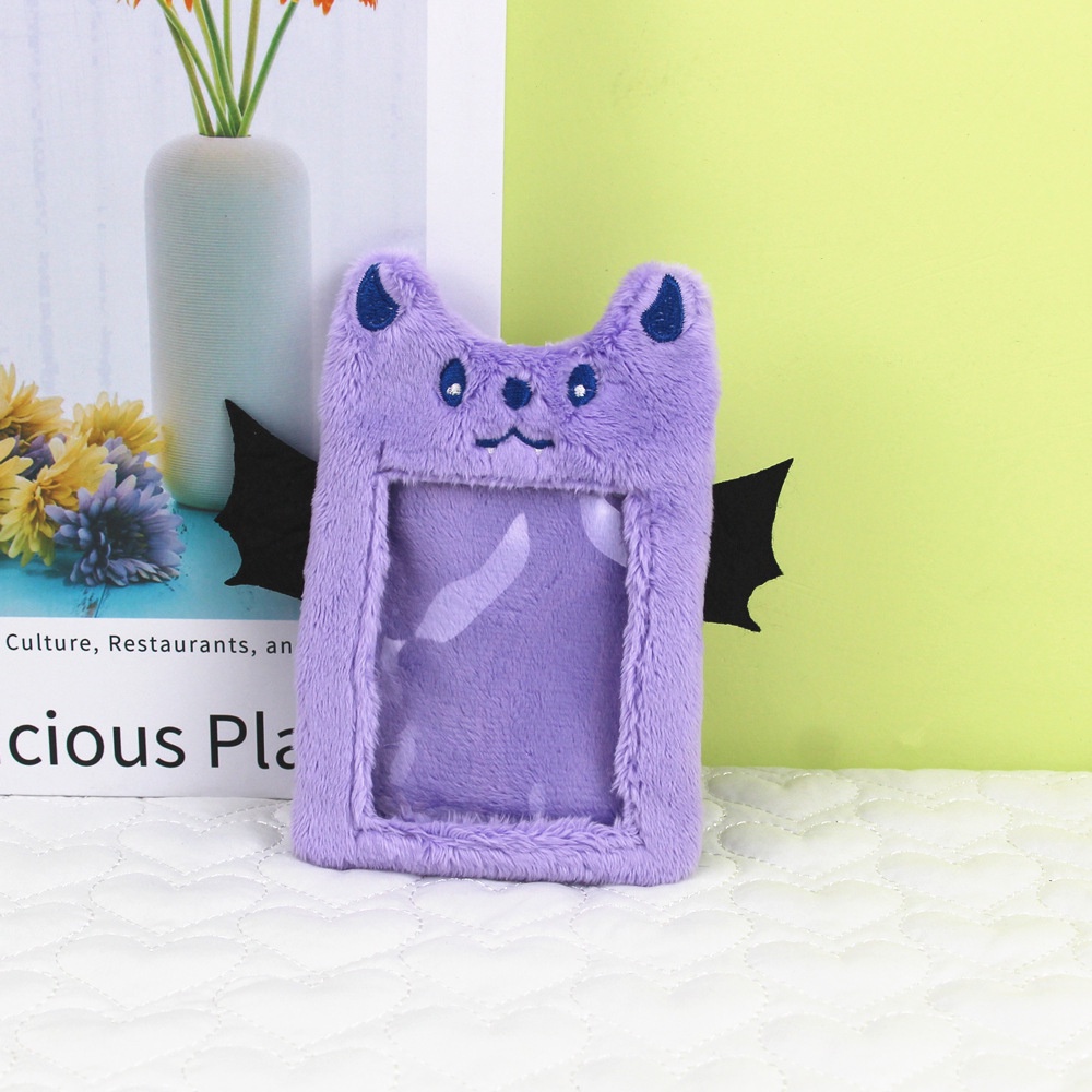 3inch Cute Devil Plush Card Holder Photocards Bag Idol Card Case Pelindung Lengan ID Bank Bus Card Tas Penyimpanan Kartu Nama