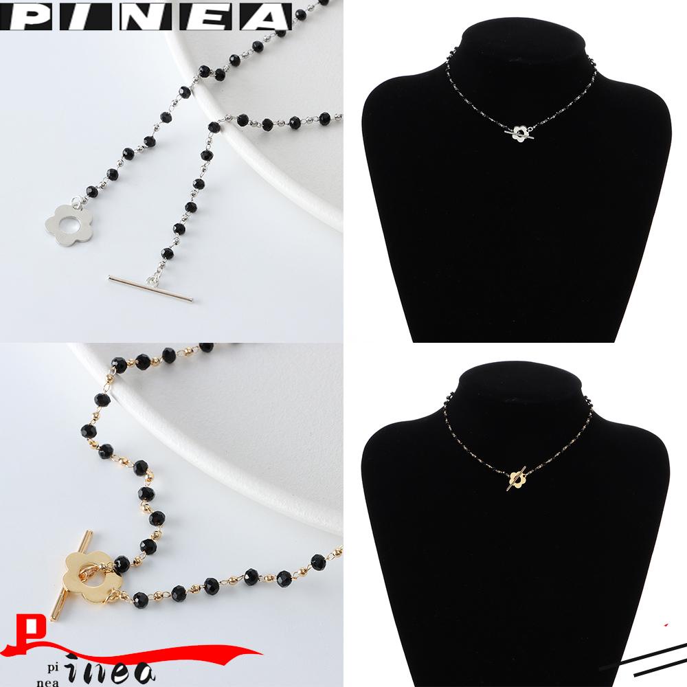 Nanas Choker Rantai Wanita Kerah Manik Kristal Hitam