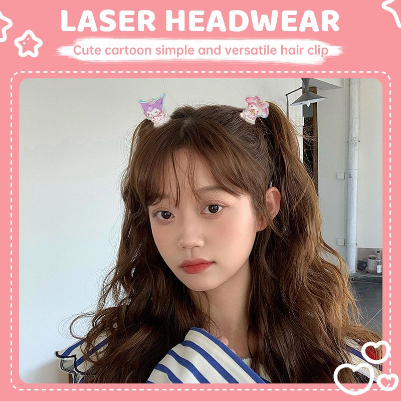 Klip Poni Mini Kartun Karakter Laser Sanrio Kuromi Melody Korea Fahion Lucu Gaya Aksesoris Rambut - SG