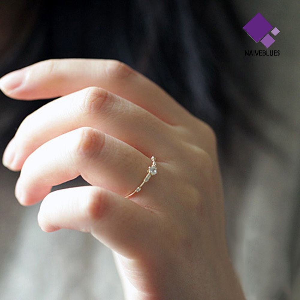 &lt; Naiveblues &gt; Wanita Fashion Plating Berlian Imitasi Bertatahkan Jari Cincin Pesta Perhiasan Hadiah