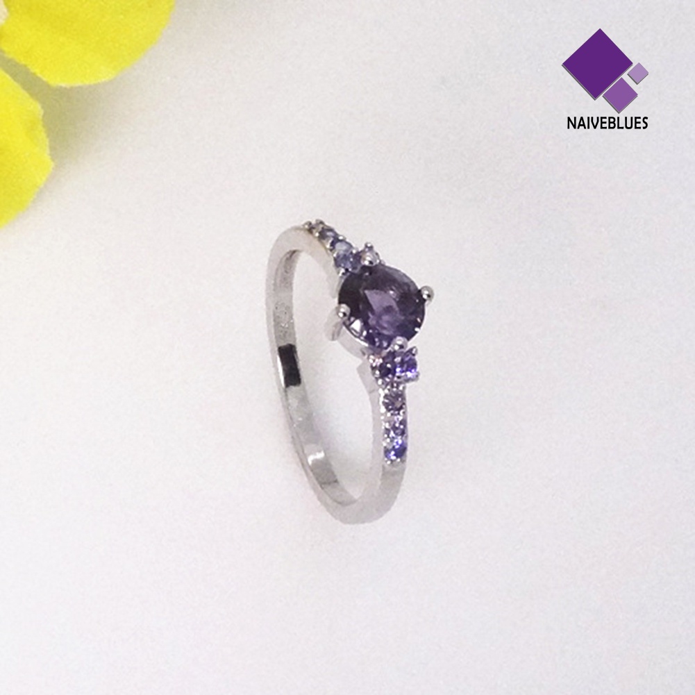 &lt; Naiveblues &gt; Mewah Wanita Faux Amethyst Bertatahkan Jari Cincin Pernikahan Pertunangan Hadiah