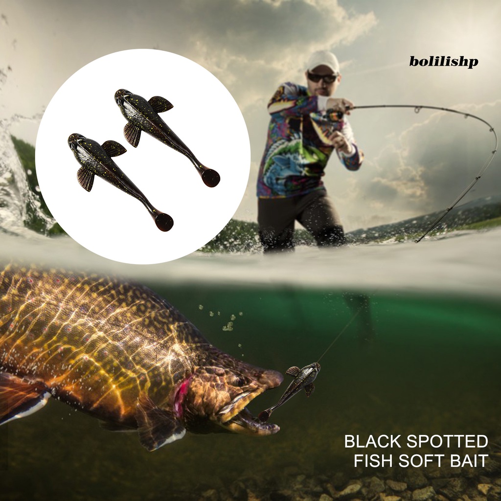 Bo-17g/12.5cm Umpan Lembut Sangat Simulasi T-tail Desain Angling Karet Lembut Ikan Bintik Hitam T-tail Bionic Umpan Perlengkapan Memancing