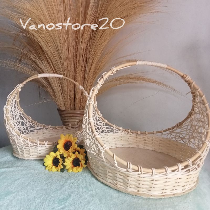 PROMO 1 SET ISI 2 KERANJANG PARCEL / KERANJANG BUAH / PARCEL BUAH / PARCEL CINCIN / KERANJANG SESERA