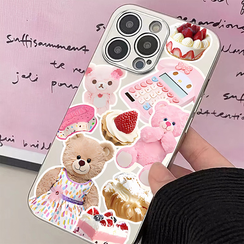 IPHONE Soft Electroplate Case Kompatibel Untuk Iphone14 13 12 11 Pro XS Max XR X8+76S Plus Mini Cute Bear Casing TPU Silikon Shockproof Phone Cover