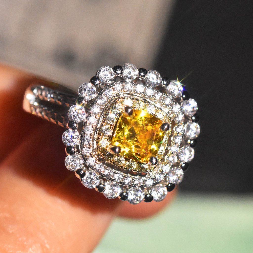 Goldkingdom Aksesoris Perhiasan Fashion Ready Stock Mutiara Warna-Warni Dengan Cincin Berlian Kuning Di Samping.