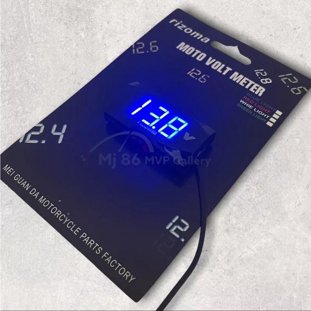 Volt meter Amper Aki Digital 12volt Merek Rizoma Original Warna Merah Biru - dunia variasi