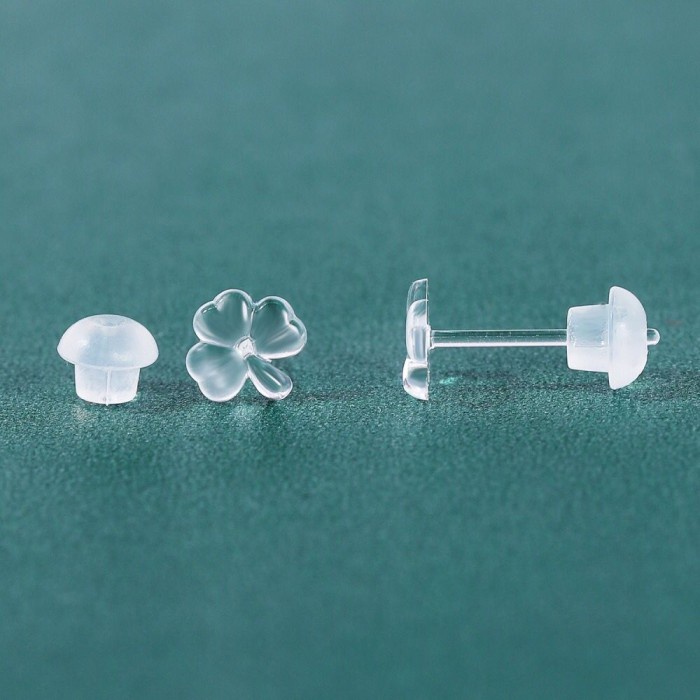 Anting Tusuk EarLobe Tragus Bahan Plastik / Resin Bening Motif - Style5, 5pc