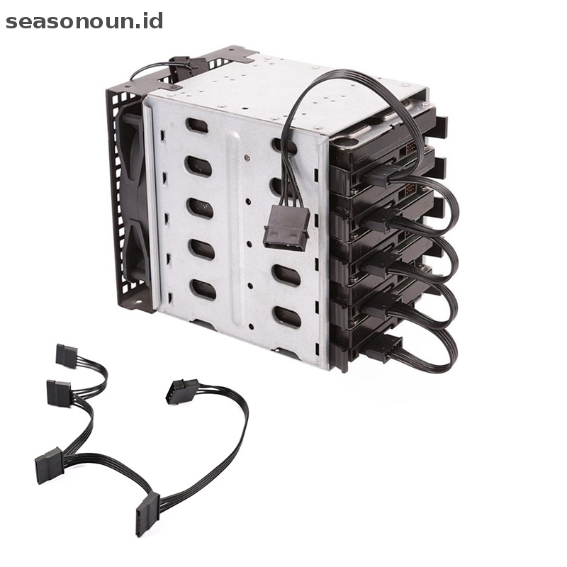 Seasonoun DIY Molex 4pin IDE 1sampai5 SATA 15Pin Hardisk Power Supply Splitter Kabel Cord.