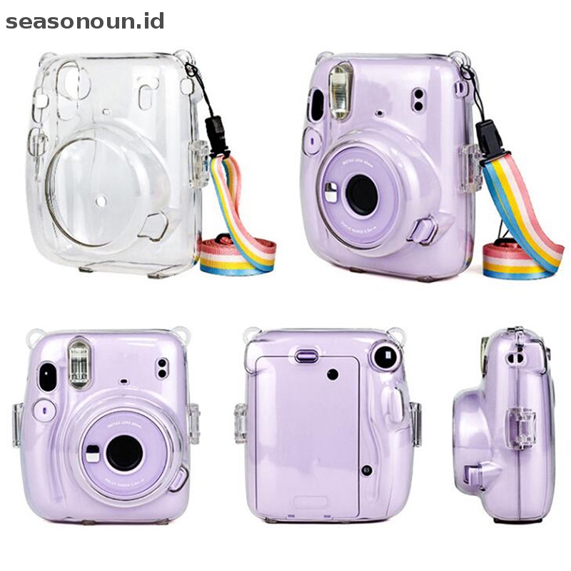 Seasonoun Untuk Instax Mini 11tas Kamera Portable Transparan Camera Bag Case Dengan Strap.