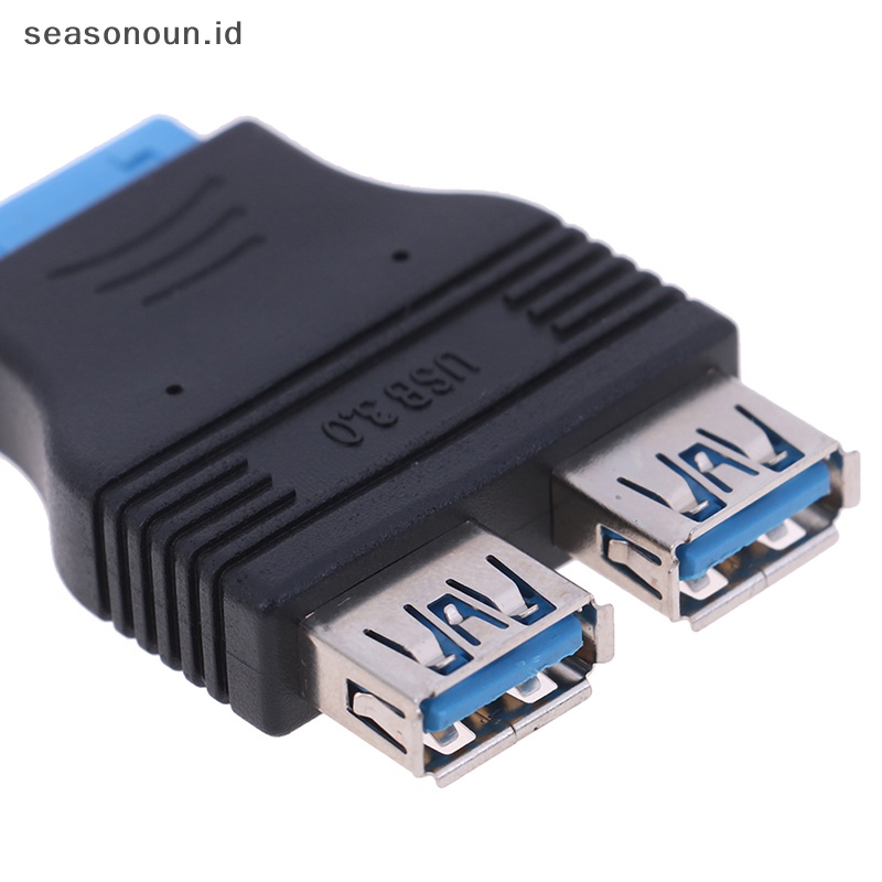 Seasonoun Motherboard 2port USB 3.0 female to 20pin header female Adaptor Sambung.