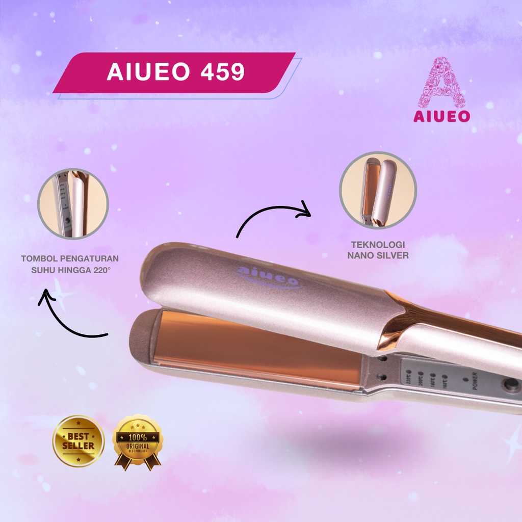 [GARANSI 18 BLN] • Catokan Curly AIUEO 459 Hair Straightener dan Curly - Alat Catok Meluruskan Rambut Curly Hair Recomended Straightener dan Blow Bergaransi