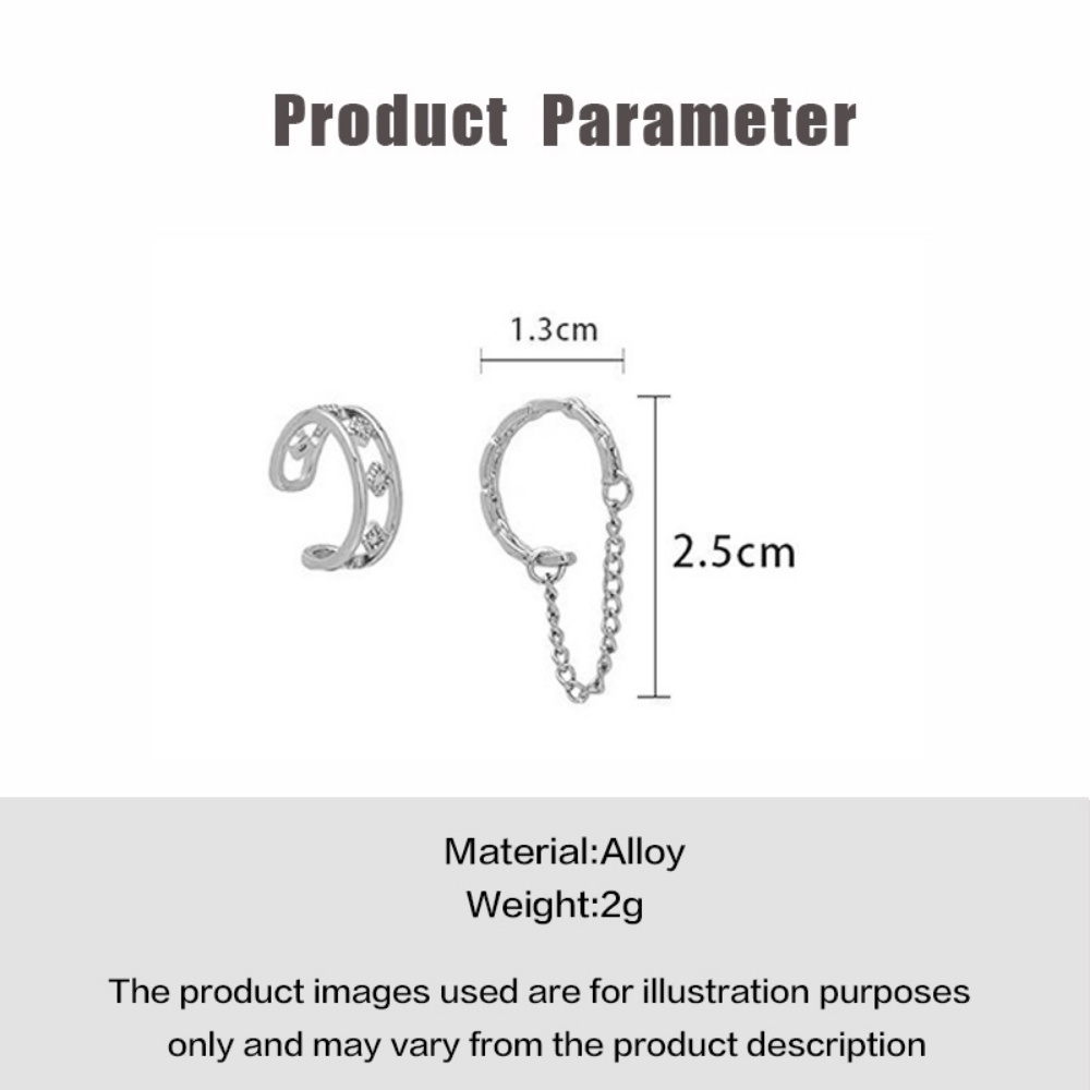 2 Pcs Korea Rumbai Perak Anting Set Telinga Tulang Klip Set Super Peri Rasa Canggih Temperamen Bintang Zirkon Telinga Tindik Telinga Klip