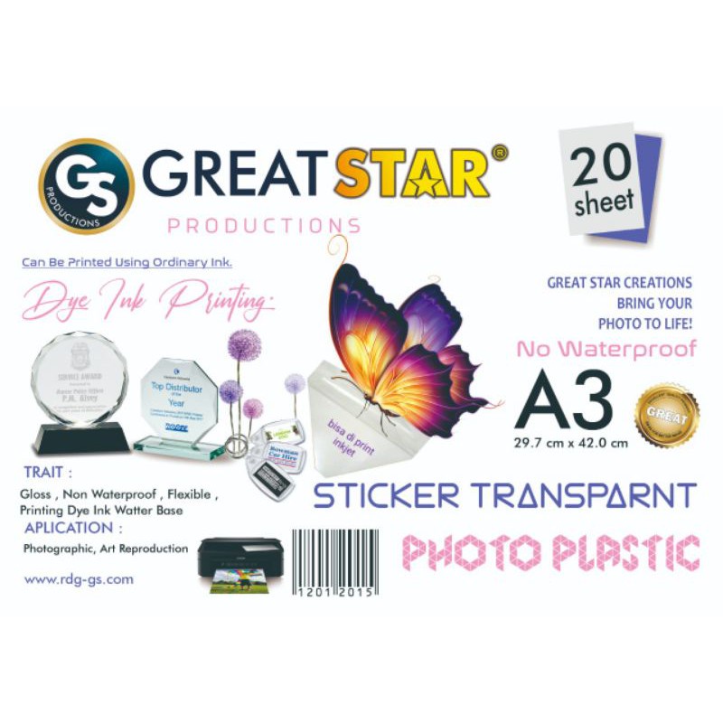 

Sticker transparant plastik 120 gsm A3+