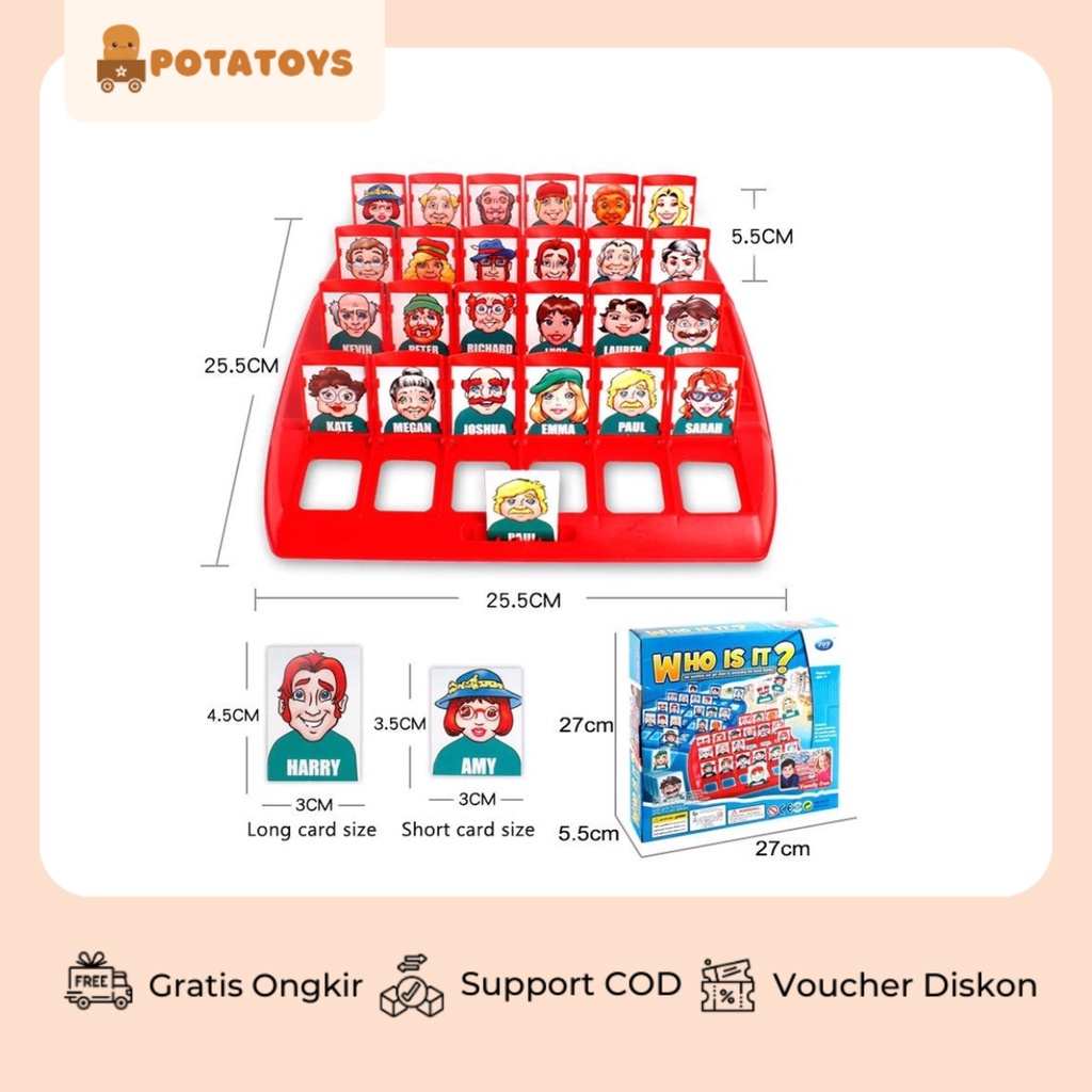 [ Potatoys ] Mainan Anak Tebak Gambar Board Game Who is it / Board Game / Family Game / Mainan Anak Edukasi