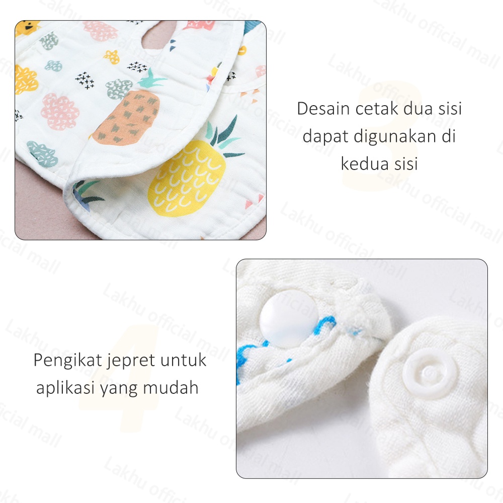 Lakhu Bib Bayi Slabber Bayi Celemek Makan Bayi Bahan Katun Gauze Lembut