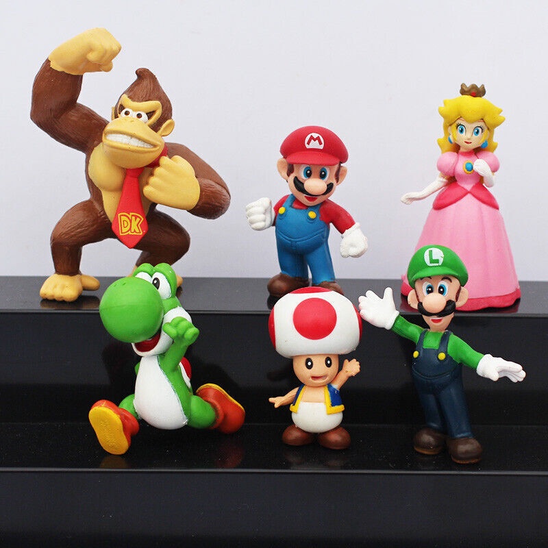 6pcs Super Marie Mario Handmade Figure Louis Jiyao West Dragon Racun Jamur Kartun Boneka Mainan Untuk Anak