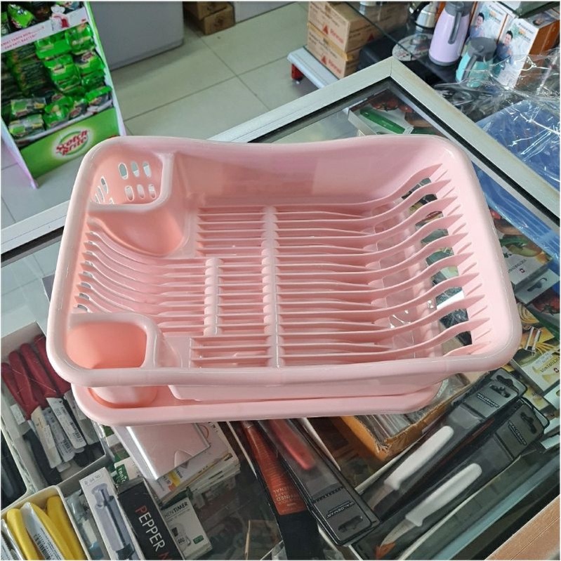 Rak Washtafel Rak Pengering Cuci Piring Rak Piring Plastik dengan Nampan